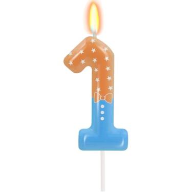 Imagem de Velas de aniversário azuis laranjas, 3º número para bolo, número 3, topo de bolo, para velas temáticas de jogos, decoração de aniversário, suprimentos para celebrações de aniversário (1)