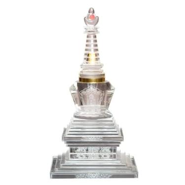 Imagem de FENNYYAR Stupa de relíquias de cristal para uso doméstico, 26 cm, decoração de enfeite de mesa