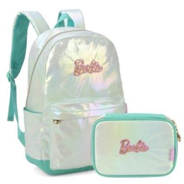 Imagem de Kit Mochila Costas e Estojo Oficial BARBIE Metalizado Verde-Unissex