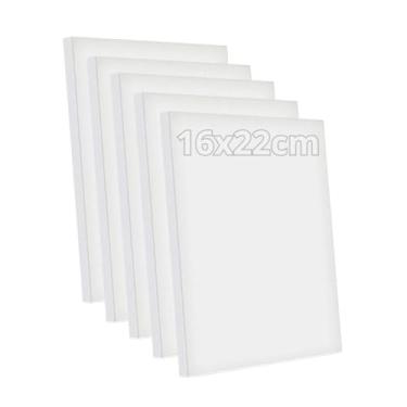 Imagem de Kit 5 Telas de Pintura 16x22cm sem Cavalete Branca Moldura de Madeira