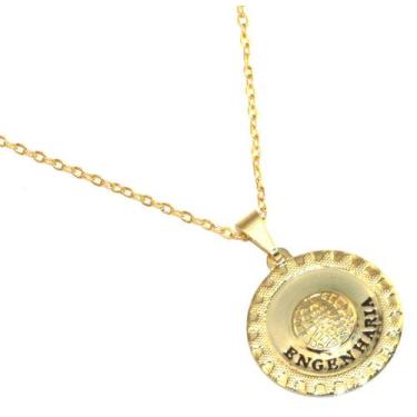 Imagem de Colar Cordão Profissão Engenharia Medalha Folheado 18k - Milena Folhea