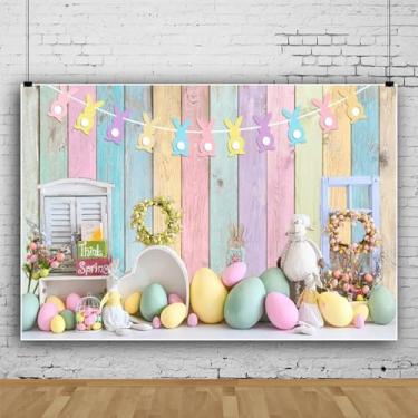 Imagem de XMJJKUF Pano de fundo de Páscoa, 3 x 2,4 m, primavera, colorido, ovos de páscoa, coelho, coelho, foto floral, decoração de festa de Páscoa, chá de bebê, adereços para cabine de fotos feliz
