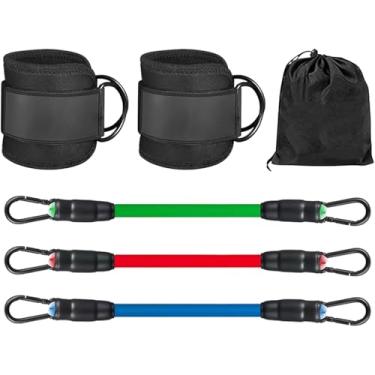 Imagem de Zeluss Faixas de resistência ao tornozelo com punhos para treinamento de pernas e bumbum, equipamento de exercício para kickback, treino de quadril e glúteo, inclui tira no tornozelo