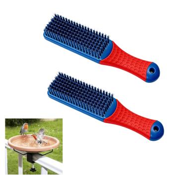 Imagem de Wzttdm 2 peças escovas de arame duro para banho de pássaros, escova de limpeza de banho de pássaro de aço inoxidável 304 para banheiras de pássaros, gaiola, fonte, acessórios de banho para