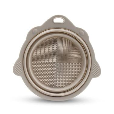 Imagem de Limpador de pincéis de maquiagem, escova de limpeza para ferramentas, cerdas de limpeza de silicone macio, pó molhado e seco (amarelo claro)