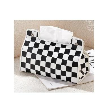 Imagem de Caixa de lenços de papel de couro para sala de estar, mesa de café, mesa de café, caixa de lenços de carro, caixa de armazenamento de lenços (B)