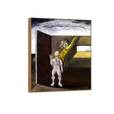 Imagem de Victor Brauner famosa pintura em tela de arte de parede pronta para pendurar - composição surrealista - imagem em moldura de madeira para decoração de sala de estar 80 x 95 cm 31 x 37 pol