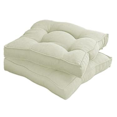 Imagem de Almofada Assento para Cadeira Futton (Kit 1/2/4) – Polialgodão Respirável 8cm de Altura, Almofada de Chão Quadrada Estilo Turca para Cozinha, Jantar e Escritório(Bege,45x45cm 2pcs)