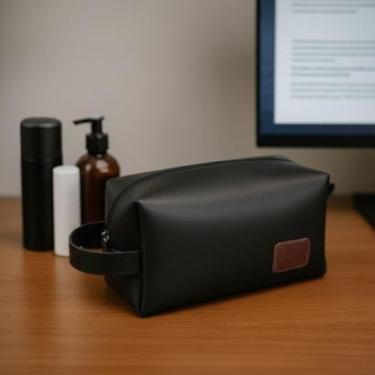 Imagem de Necessaire Estojo Organizador Bolsa de Mão Couro Legítimo-Unissex