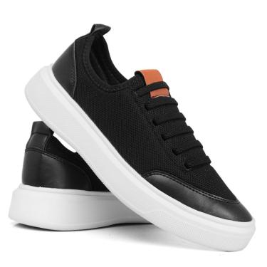 Imagem de Tenis Sapatenis Masculino Preto Cano Baixo Casual Calce Facil Moderno Estilo Leve Macio Confortável-Masculino