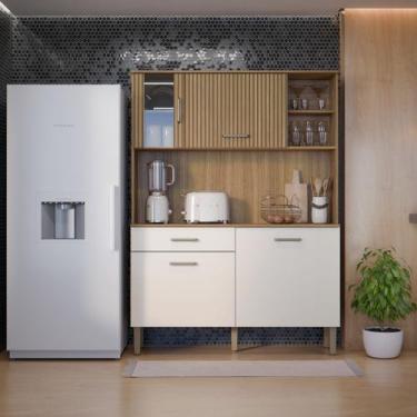 Imagem de Armário de Cozinha Verona 120cm MDF MDP com Balcão Gavetas Nichos Port