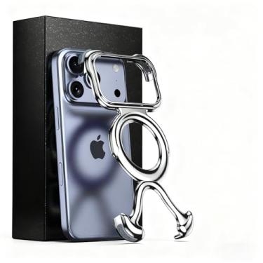 Imagem de HUHUCASE Capa protetora antiqueda magnética sem bordas para iPhne 13/14/15/16/17ProMax Xiake (prata, iPhone17Pro)