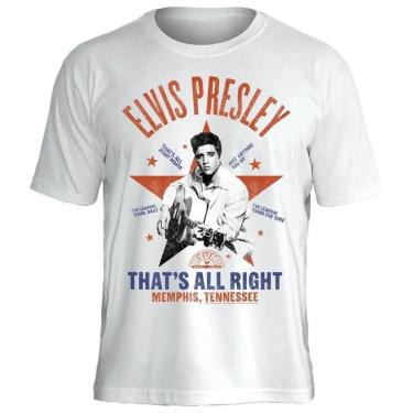 Imagem de Camiseta Elvis Presley Stamp Unissex em Algodão Manga Curta-Unissex