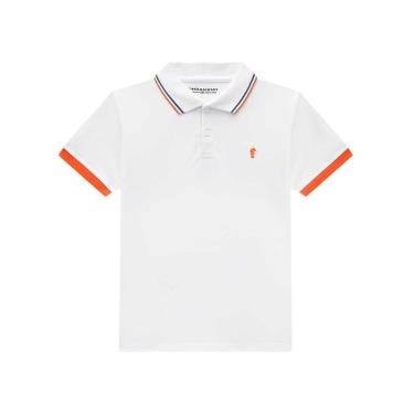 Imagem de Camisa Polo Piquet Infantil Branca Listras Onda Marinha-Masculino