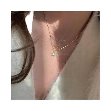 Imagem de Colar De Pingente De Cristal De Zircônia Acrílica Prata Para Mulheres,