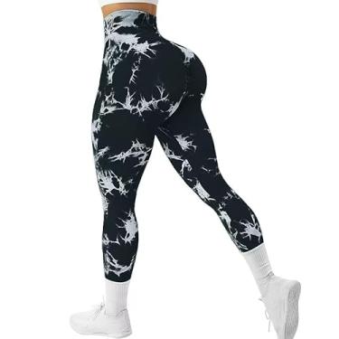 Imagem de tincolia Meia-calça feminina de ioga moderna tie dye, sem costura, alta elasticidade, controle de barriga, calça de corrida - 5-P