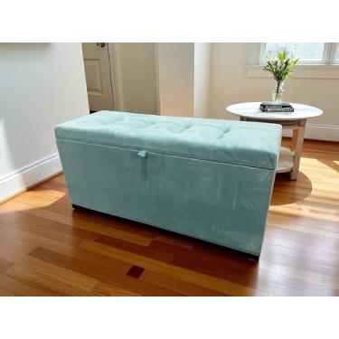 Imagem de PUFF BAÚ 1 METRO ESTOFADO EM MDF COM DOBRADIÇAS COM PISTÃO (Tiffany)