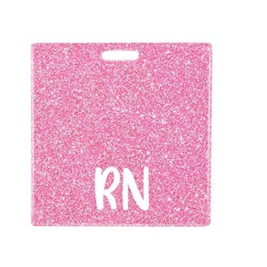 Imagem de RN BSN Badge Buddy Card - Acessórios de enfermagem, porta-cartão de identificação horizontal com glitter para enfermeiras, etiquetas de identificação de funções médicas, serve para crachás de hospital