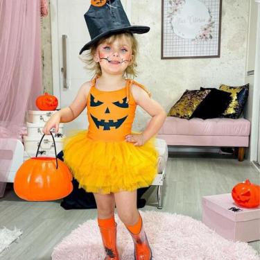 Imagem de Vestido Fantasia Abóbora Halloween Infantil Saia Tutu Menina - Photok,
