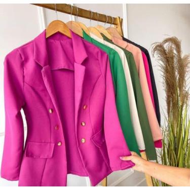 Imagem de Blazer luxo alfaiataria botões - Loja Fábrica Storee, Pink, GG