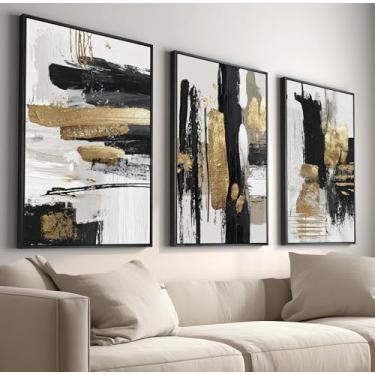 Imagem de Kit 3 Quadros Decorativos Com Moldura Tecido Canvas, Arte Para Quarto, Sala, Corredor, 40x50cm