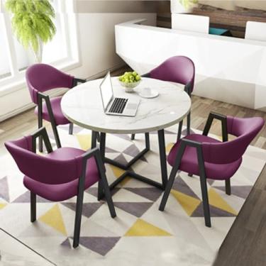 Imagem de Conjunto de mesa e cadeira de clube de recepção de escritório, mesa de negociação, mesa de centro com cadeira, pequenas mesas de conferência, conjunto de mesa de jantar para 4 (cor: 23, tamanho: 31,4