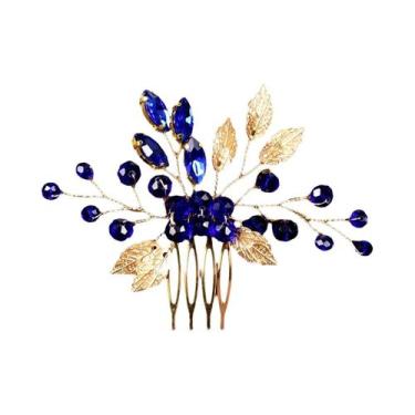 Imagem de Pente De Cabelo De Noiva Com Pérolas Brancas E Strass Em Formato De Fl