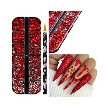 Imagem de Strass Coloridos 3D Redondos Para Unhas, Pedras De Vidro Com Base Plan