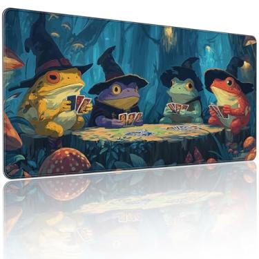 Imagem de Tapete de mouse para jogos Anime Frog, estendido 90 x 40 cm, base de borracha antiderrapante, bordas costuradas, à prova d'água, tapete de mesa 2GG