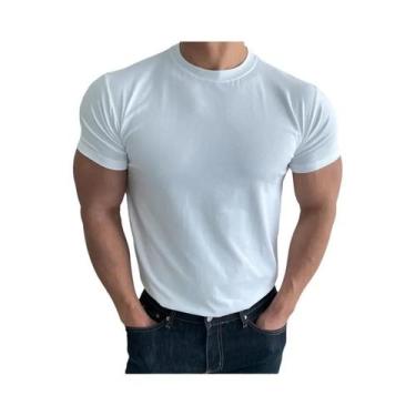 Imagem de Camiseta Masculina De Treino De Manga Curta Com Gola Redonda, Algodão 