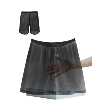 Imagem de Shorts Boxer Masculinos Longos, Confortáveis, Respiráveis E Semi Trans