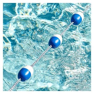 Imagem de Linhas de pista de natação – corda de segurança para piscina, kit de bóia azul e branca de 6,7 a 30 metros com 2 ganchos, ideal para clubes de natação, águas rasas e profundas (1,5 m)