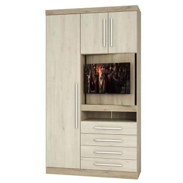 Imagem de Guarda Roupa 3 Portas Com Painel Para Tv Avelã Rústico