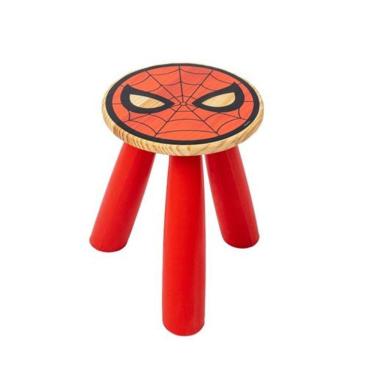 Imagem de Banqueta Infantil Vermelha Homem-aranha - Decoração Marvel Para Quarto De Crianças