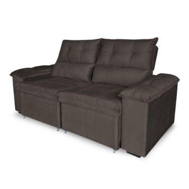 Imagem de Sofá Retrátil E Reclinável 2 Lugares Verona 1,50m- élpis Móveis Veludo Marrom