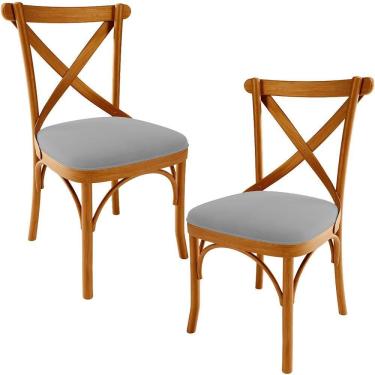 Imagem de Kit 02 Cadeiras Para Sala De Jantar E Estar Living Estofada ávila L02 Suede Cinza - Lyam