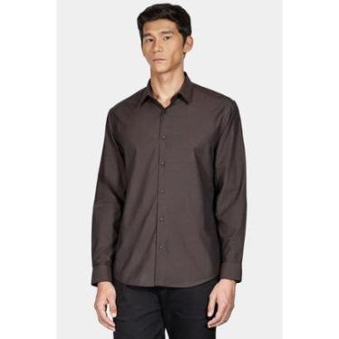 Imagem de Camisa Aramis Manga Longa Regular Algodão Egípcio Marrom-Masculino