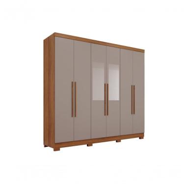 Imagem de Guarda Roupa Casal Coliseu 6 Portas De Bater 4 Gavetas Cinamomo-off White Sallêto Móveis