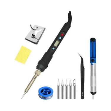 Imagem de Kit De Ferro De Solda Com Temperatura Ajustável 80W, Display LCD, Aque