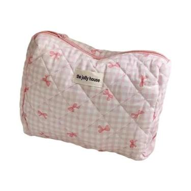 Imagem de Bolsa De Cosméticos Feminina Grande Capacidade Com Padrão De Laço Fofo