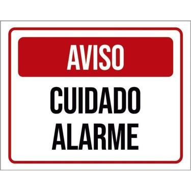 Imagem de Kit 10 Placa Acm Identificação Aviso Cuidado Alarme 18X23