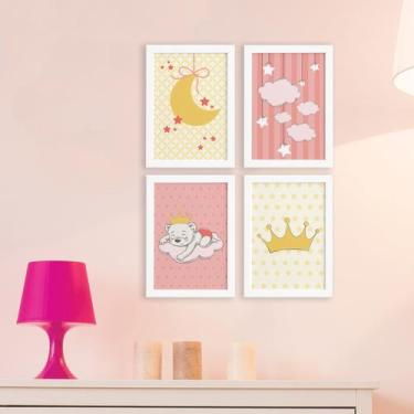 Imagem de Quadros para Quarto de Bebê Ursinha Princesa Kit 4un - Quartinhos