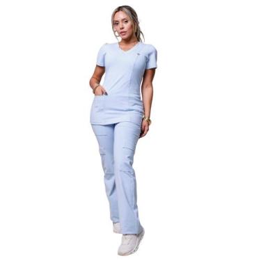 Imagem de Conjunto Scrub Pijama Cirúrgico Verona Azul Bebe Toque Geladinho Polia