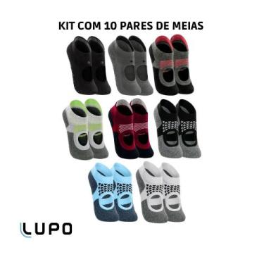 Imagem de Kit 10 Pares De Meia Lupo Pilates Antiderrapante Sapatilha, Sortido, M