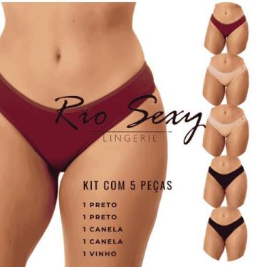 Imagem de kit 5 calcinha algodão conforto básica, uso ou revenda, roupa feminina