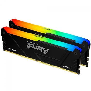 Imagem de Memória RAM Kingston Fury Beast, RGB, 32GB (2x16GB), 3200MHz, DDR4, CL16, Preto - KF432C16BB12AK2/32-Unissex
