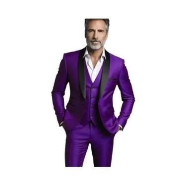 Imagem de Terno Slim Fit Masculino Preto E Branco De Tamanho Grande Para Casamen