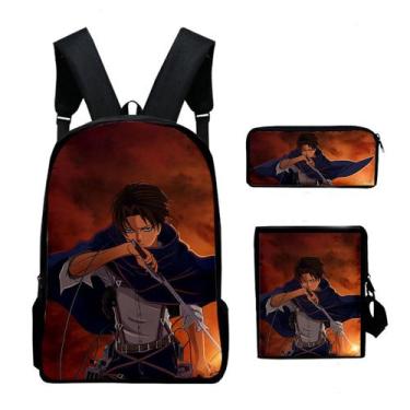 Imagem de Conjunto de mochilas escolares Attacks Titans Levi, 3 unidades para cr