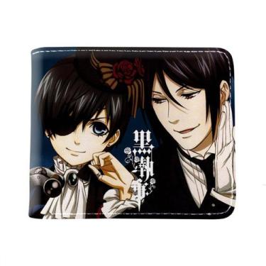 Imagem de Carteira, bolsa de moedas, couro, duas dobras, preta, Butlers Anime