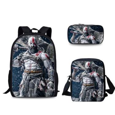 Imagem de Conjunto de mochilas Gods Of Wars Kratos Cartoon Kids Nylon, 3 unidade